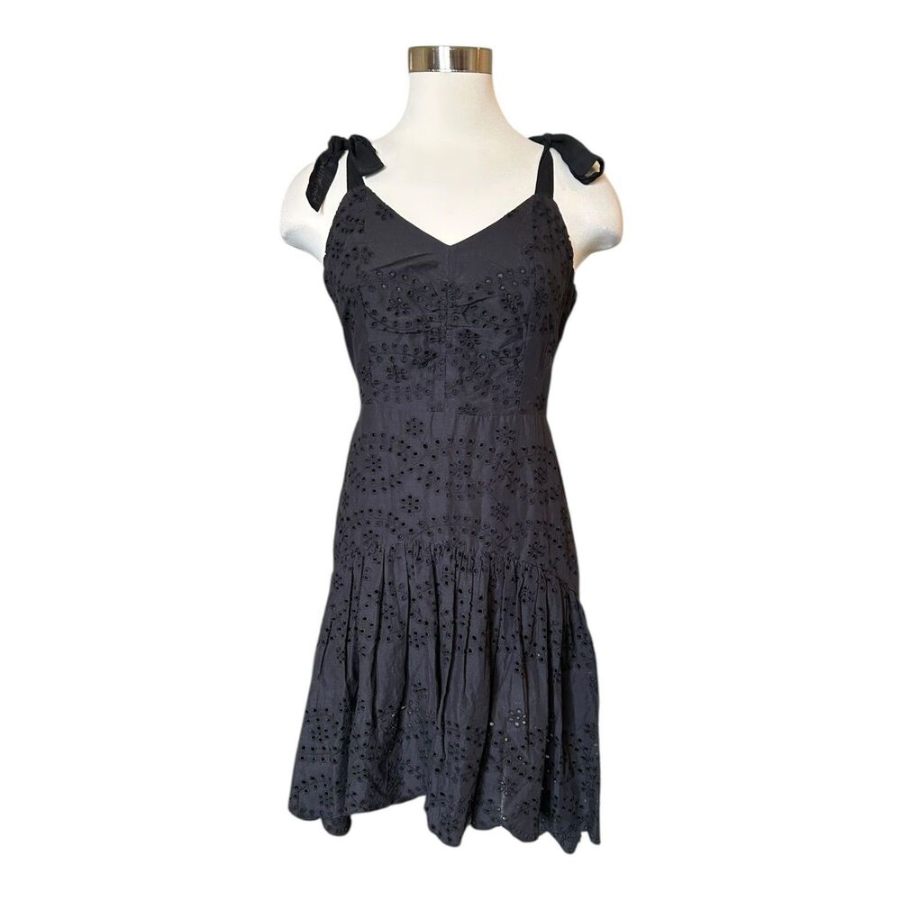 VENUS Eyelet High/Low Dress Black Shoulder Ties Sz 6